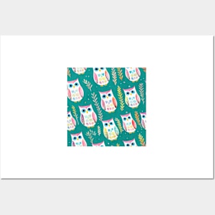 Watercolor owl pattern Posters and Art